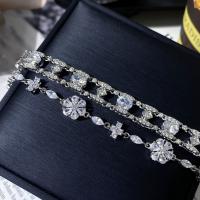 Brass Bracelet, with 2inch extender chain, platinum plated, different styles for choice & micro pave cubic zirconia & for woman, Length:Approx 6.3 Inch, Sold By PC
