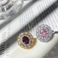 Messing Manschette Fingerring, mit Kristall, Blume, plattiert, Modeschmuck & einstellbar & für Frau, keine, Größe:6-8, verkauft von PC