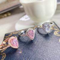 Messing Manchet Finger Ring, Traan, plated, verstelbaar & micro pave zirconia & voor vrouw, meer kleuren voor de keuze, Maat:6-8, Verkocht door PC