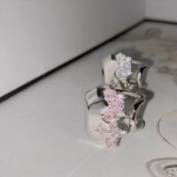 Messing Manchet Finger Ring, geplatineerd, verstelbaar & micro pave zirconia & voor vrouw, meer kleuren voor de keuze, Maat:6-8, Verkocht door PC