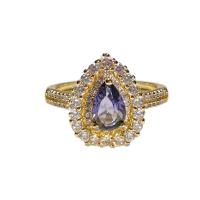 Ορείχαλκος Δέσε δάχτυλο του δακτυλίου, με Κρύσταλλο, Teardrop, επιχρυσωμένο, ρυθμιζόμενο & για τη γυναίκα & με στρας, περισσότερα χρώματα για την επιλογή, Μέγεθος:6-8, Sold Με PC
