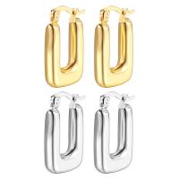 304 Stainless Steel Lever Back Earring, Rectangle, Vacuum Ion Plating, for woman & hollow, more colors for choice, 15.60x23mm, Sold By Pair