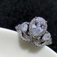 Mässing Cuff finger ring, Crown, platinerade, justerbar & micro bana cubic zirconia & för kvinna, fler färger för val, Storlek:6-8, Säljs av PC