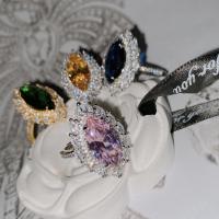 Латунь Манжеты палец кольцо, Геометрический узор, Другое покрытие, регулируемый & инкрустированное микро кубического циркония & Женский, Много цветов для выбора, размер:6-8, продается PC