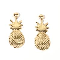 Tibetan Style Stud Earring, Pineapple, gold color plated, fashion jewelry & for woman, golden, nickel, lead & cadmium free, 74x29mm, Sold By Pair