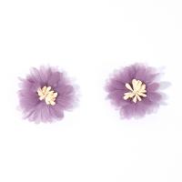 Bijoux boucles d'oreilles, lacet, fleur, bijoux de mode & pour femme, violet, 42mm, Vendu par paire