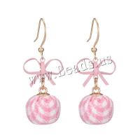 Zinc Alloy Drop Earrings with Plush gold color plated fashion jewelry & for woman pink nickel lead & cadmium free 43mm Sold By Pair