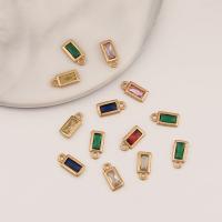 Cubic Zirconia Micro Pave Brass Pendant, Rectangle, real gold plated, DIY & micro pave cubic zirconia, more colors for choice, nickel, lead & cadmium free, 5x10x2mm, 50PCs/Bag, Sold By Bag