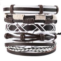 Rundsleder armbanden, Koeienhuid, met Wax, handgemaakt, 5 stuks & mode sieraden & uniseks, twee verschillende gekleurde, Lengte 19-30 cm, Verkocht door Stel