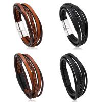 PU Leather Cord Bracelets, with Magnet, handmade, fashion jewelry & Unisex & different styles for choice, more colors for choice, Length:21.5-22.5 cm, Sold By PC