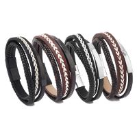 PU Leather Cord Bracelets with Magnet handmade fashion jewelry & for man Length 21.5 cm Sold By PC