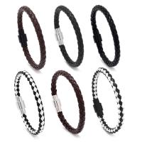 PU Leather Cord Bracelets with Magnet handmade fashion jewelry & for man Length 21.5 cm Sold By PC