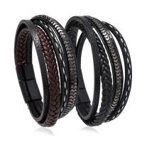 PU Leather Cord Bracelets with Zinc Alloy handmade fashion jewelry & multilayer & Unisex Length 22 cm Sold By PC