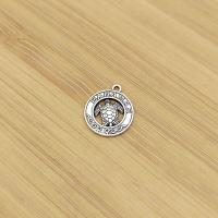 Tibetan Style Flat Round Pendants, antique silver color plated, vintage & DIY & hollow, nickel, lead & cadmium free, 27x23mm, Approx 100PCs/Bag, Sold By Bag