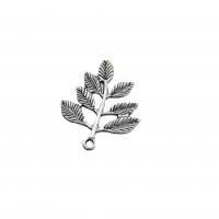 Tibetan Style Leaf Pendants, antique silver color plated, vintage & DIY, nickel, lead & cadmium free, 35x28mm, Approx 100PCs/Bag, Sold By Bag