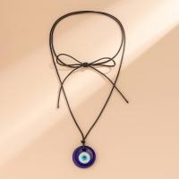 Evil Eye Jewelry Necklace Wax Cord with Glass handmade fashion jewelry & multilayer & for woman Sold By PC