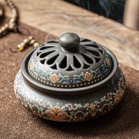 Traditional Ceramic Inserted Burner Incense Seat, Porcelain, half handmade, for home and office & durable & different color and pattern for choice & different styles for choice, 116x116x86mm, Sold By PC