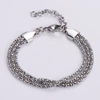 Stainless Steel Jewelry Bracelet 316L Stainless Steel with 1.18inch extender chain three layers & fashion jewelry & Unisex original color Length Approx 6.3 Inch Sold By PC