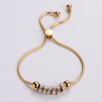Stainless Steel Jewelry Bracelet, 316L Stainless Steel, Vacuum Ion Plating, Adjustable & for woman & with rhinestone, more colors for choice, Length:Approx 6.69-9.84 Inch, Sold By PC