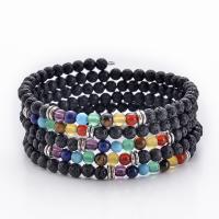 Gemstone Bracelets, Lava, with Gemstone, handmade, fashion jewelry & multilayer & for woman, Sold By PC