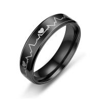 Stainless Steel Finger Ring, 304 Stainless Steel, fashion jewelry & Unisex & different size for choice, black, 6mm, Sold By PC