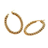 Titanium Steel  Earring Round Vacuum Ion Plating for woman golden Sold By Pair