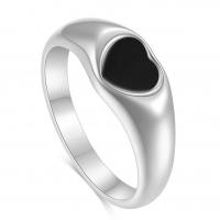 Titanium Steel Finger Ring Heart Vacuum Ion Plating & for woman & epoxy gel 7.50mm Sold By PC