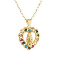 Brass Necklace gold color plated & micro pave cubic zirconia & for woman nickel lead & cadmium free Length 46 cm Sold By PC