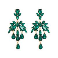 Zinc Alloy Drop Earrings gold color plated vintage & for woman & with rhinestone nickel lead & cadmium free Sold By Pair
