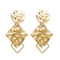 Tibetan Style Drop Earrings, Rhombus, gold color plated, for woman, golden, nickel, lead & cadmium free, 45x75mm, Sold By Pair