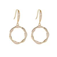 Brass Drop Earring Geometrical Pattern gold color plated fashion jewelry & micro pave cubic zirconia & for woman & hollow Sold By Pair
