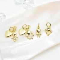 Brass Jewelry Pendants 18K gold plated DIY & micro pave cubic zirconia Sold By PC