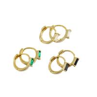 Brass Huggie Hoop Earring, plated, micro pave cubic zirconia & for woman, more colors for choice, 12x10.50mm, Sold By Pair