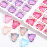 Fashion Nail Supplies, Glass, Heart, DIY, more colors for choice, 12x13mm, 10PCs/Lot, Sold By Lot