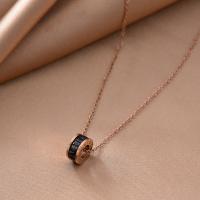 Titanium Steel Necklace with 5cm extender chain fashion jewelry & for woman & with rhinestone Length Approx 38 cm Sold By PC