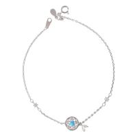 Zinc Alloy Bracelet with turquoise fashion jewelry & for woman & with rhinestone silver color nickel lead & cadmium free Length Approx 7.68 Inch Sold By PC