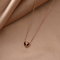 Titanium Steel Necklace with 5cm extender chain Heart fashion jewelry & for woman rose gold color Length Approx 38 cm Sold By PC