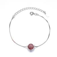 Tibetan Style Bracelet, with Strawberry Quartz, silver color plated, fashion jewelry & for woman, nickel, lead & cadmium free, Length:Approx 7.48 Inch, Sold By PC