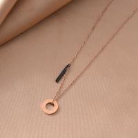 Collier d'acier titane, avec 5cm chaînes de rallonge, bijoux de mode & pour femme, couleur or rose, Longueur:Environ 38 cm, Vendu par PC