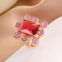 Brass Finger Ring, fashion jewelry & for woman & with rhinestone, golden, nickel, lead & cadmium free, 2.2*2.2cm, Sold By PC