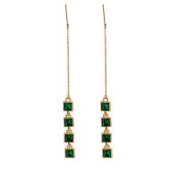Earring Jewelry Zinc Alloy gold color plated fashion jewelry & for woman & with rhinestone green nickel lead & cadmium free Sold By Pair