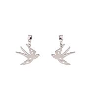 Tibetan Style Stud Earring, swallow, silver color plated, fashion jewelry & for woman, nickel, lead & cadmium free, 36x27mm, Sold By Pair