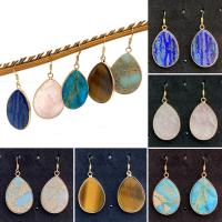 Zinc Alloy Drop Earrings with Natural Stone Teardrop fashion jewelry & for woman nickel lead & cadmium free Sold By Pair