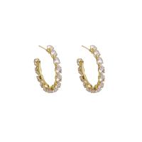 Brass Stud Earring fashion jewelry & micro pave cubic zirconia & for woman nickel lead & cadmium free 37mm Sold By Pair