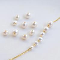 Natural Freshwater Pearl Loose Beads Slightly Round DIY white Sold By PC
