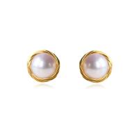 Freshwater Pearl Earrings, with 14K Gold Coated Copper, gold-filled, Natural & fashion jewelry & for woman, more colors for choice, 11-12mm, Sold By Pair