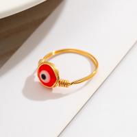 Evil Eye Jewelry Ring Finger, cobre, with acrilico, cromado de cor dourada, joias de moda & Vario tipos a sua escolha & para mulher, Mais cores pare escolha, níquel, chumbo e cádmio livre, 18mm, vendido por PC