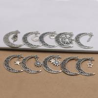 Tibetan Style Moon Pendants, antique silver color plated, DIY & different styles for choice, nickel, lead & cadmium free, 40x30x2.10mm, Sold By PC