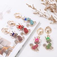 Tibetan Style Key Clasp, Fox, Unisex & with rhinestone, more colors for choice, nickel, lead & cadmium free, 60mm,63*40mm, Sold By PC