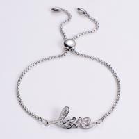 Stainless Steel Jewelry Bracelet, 304 Stainless Steel, Adjustable & for woman & with rhinestone, original color, Length:Approx 6.69-9.84 Inch, Sold By PC